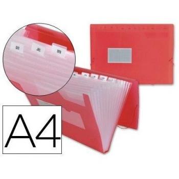 Red 13-Compartment A4 Paper Trimmer – 210x297mm, 700µ Polypropylene, Elastic Closure, Translucent