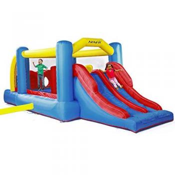 Château gonflable avec obstacles et double toboggan