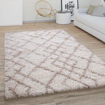 Alfombra de salón con motivo moderno 60x100 cm, tono crema