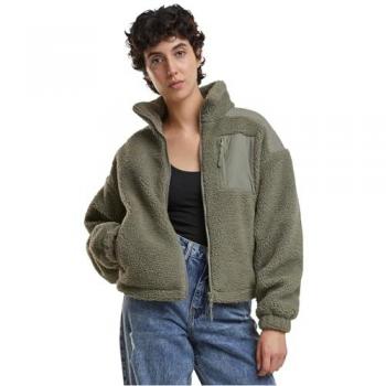 Giacca Sherpa Mix Donna Urban Classics Verde Chiaro 4XL