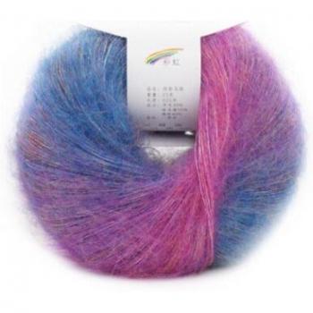 Hand-Dyed Rainbow Mohair Yarn for DIY Knitting