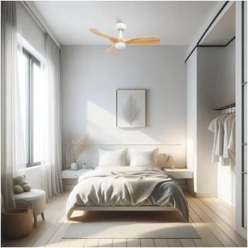 Ventilatore 90° Rowind bianco/quercia con Luci Wi‑Fi