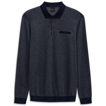 Herrenlangarm-Polo Modern Fit in Grau, 70 % Polyester / 30 % Baumwolle