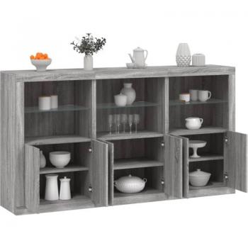 Buffet bas avec éclairage RGB Sonoma gris