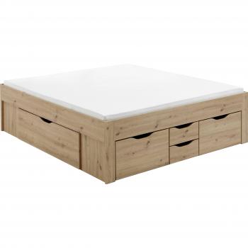 Stauraumbett Eiche Artisan 180x200 cm mit Schubladen