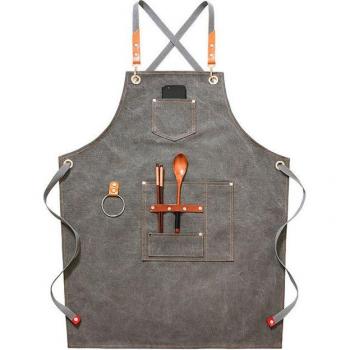 Black Canvas Bib Apron for Cooking and Work