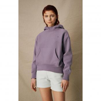 Felpa Malva Boxy con Cappuccio Reverse Weave