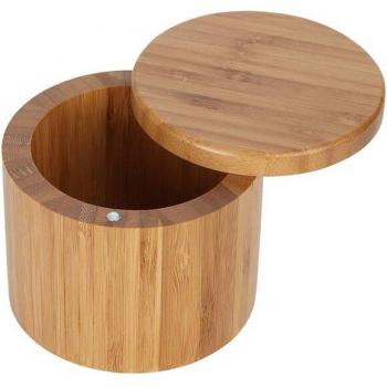 Kitchen Bamboo Salt Box with Swivel Magnetic Lid