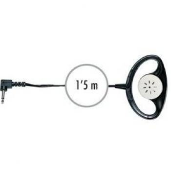Auricular Mini Mono con Soporte Jack 2,5 mm mono de 90º, cable de 150 cm, para radio y uso general