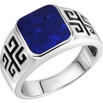 Silberring Firetti – 4 mm Mäander‑Ring, 925 Sterlingsilber, Lapislazuli