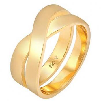 Silberring KUZZOI Herren Bandring Überkreuz Look 925 Silber Fingerringe Gr. 60 mm