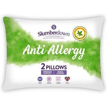 Slumberdown Anti Allergy Medium Support Back Sleeper Pillow Pack of 2