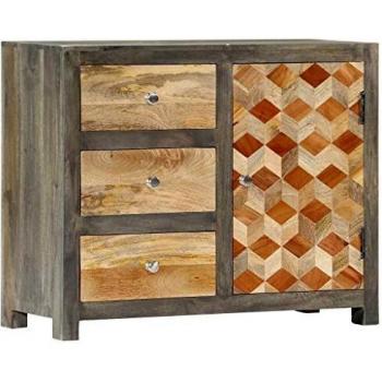 Diamond Pattern Gray Side Cabinet