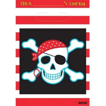 Sacs de fête crâne pirate (Pack de 8)