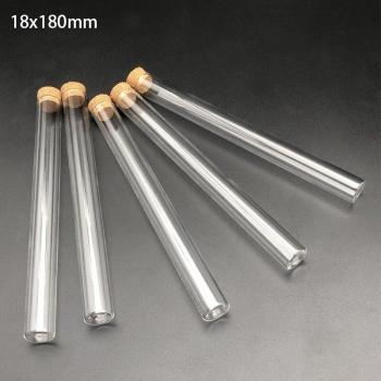 18x180mm Glass Test Tubes with Cork Stoppers, Laboratory Container, 10pcs