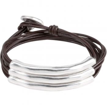 Leather and Silver Bracelet for Women by UNOde50 (Size L)