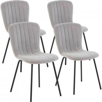 Pack de 4 fauteuils Lucky revêtus de tissu gris clair –