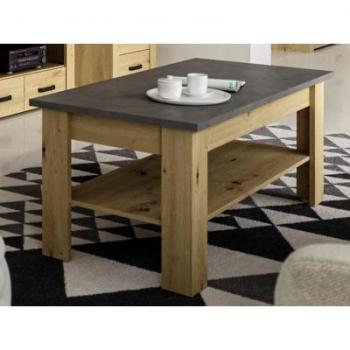Table basse XELA 120 cm gris/chêne artisanal