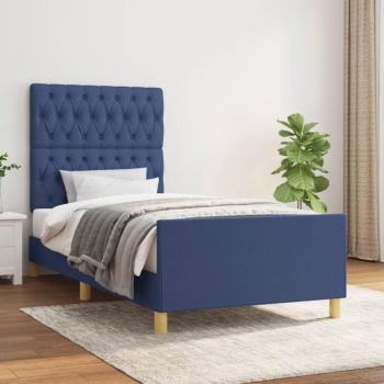 Cama sin colchón tela azul 100x200 cm