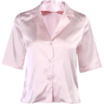 Camisa de Trabajo Rosa de Seda para Mujeres