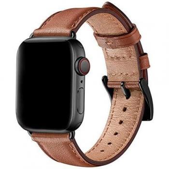 SUNFWR Brown Leather Band for Apple Watch Series 3/4/5/6, SE 40mm