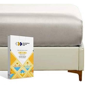 Super King Size Fitted Sheet, 100% Cotton Sateen, 400 Thread Count, 180x200+30cm, Deep Pocket, Elasticated