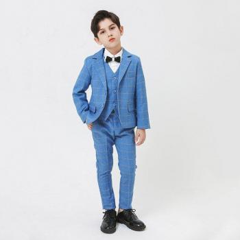 Boys' Plaid Blazer Vest Pants Set