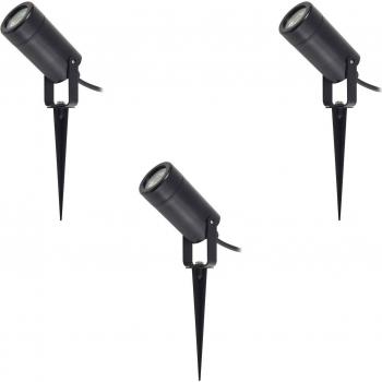 Lampe Thorgal sur piquet Lindby, Ø 6 cm, noire, lot de 3