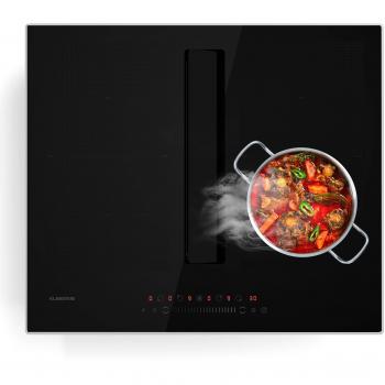 Klarstein Chef‑Fusion Plateforme Induction 60 cm – Hotte aspirante compacte, Noir