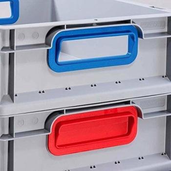 Box de stockage Allit 617x400x170mm, gris/rouge, poignée fermée