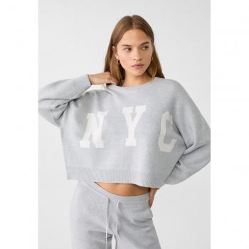 Stradivarius Strickpullover in Grau Melange M