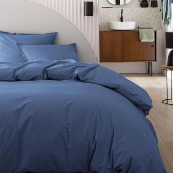 Essix Parure de lit unie en coton bleu 240x220