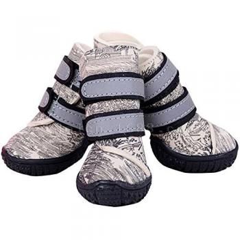 Botas Antideslizantes para Perros Semoss, 4 Piezas, Beige, Talla: 7.0 x 6.2 cm