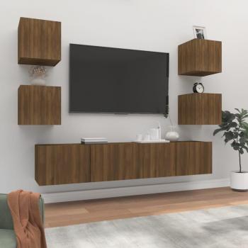 Modern Brown Oak Home Theater Cabinet Collection