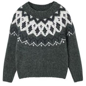 Pull Garçon en Jacquard Vert – Col Rond