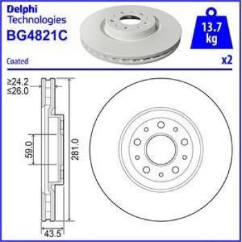 DELPHI Brake Disc Rotor BG4821C