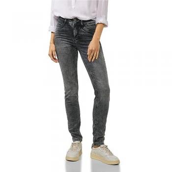 Slim-fit-Jeans STREET ONE Gr. 31, Länge 32, grau (authentisches dunkelgrau), Damen, 82% Baumwolle, 16% Polyester, 2% Elasthan