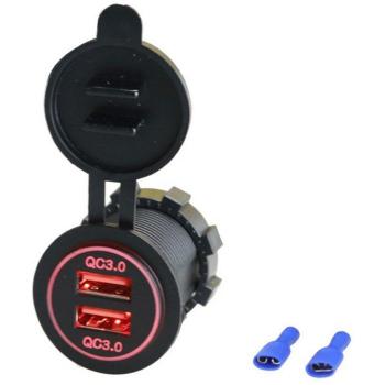 12-24V Dual Quick Charge 3.0 USB Charger for Car, Motorcycle, and Boat