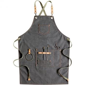 Cotton Canvas Chef Apron with Adjustable Cross Back and Pockets for Women