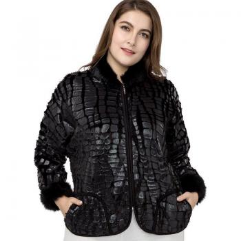 Ladies Plus Size Vintage Black Cropped Bomber Jacket