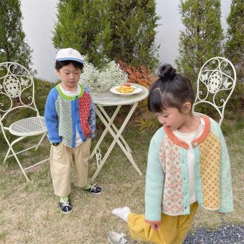 Children's Wool Cardigan Sweater with Contrast Color for Boys and Girls (2-9 Years)