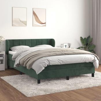 Lit adulte avec sommier à lattes et matelas 140x200cm velours vert foncé