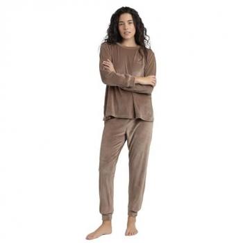 Pijama Largo Mujer Admas Rayas Clásicas Marrón