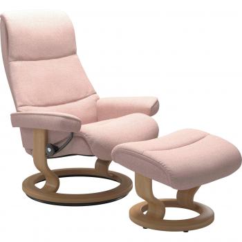 Stressless View Relaxsessel Set mit Hocker – Classic Base, Größe L, Gestell Eiche (Q2 Faron)