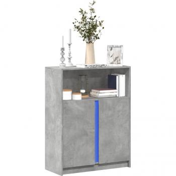 Buffet contemporain gris béton 77x34x100 cm avec éclairage LED