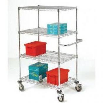 Chrome Wire Mobile Shelf Unit – 4 Adjustable Racks, 1219 mm L x 610 mm W
