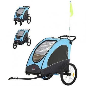 Remolque Infantil Homcom 3 en 1 Azul 150x85x107 cm