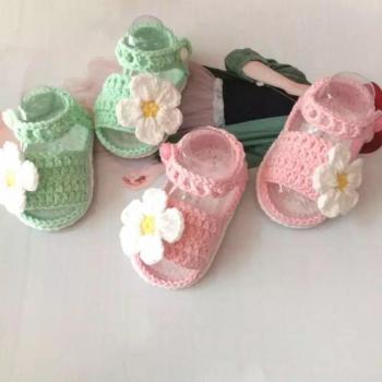 Chaussures au crochet pour bébé, en laine, tricotées à la main