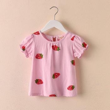 T-shirt décontracté fraise pour filles