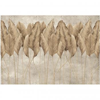 Papel Pintado Beige con Motivo Palmera y Pluma 300×210 cm – Para Dormitorio y Sala